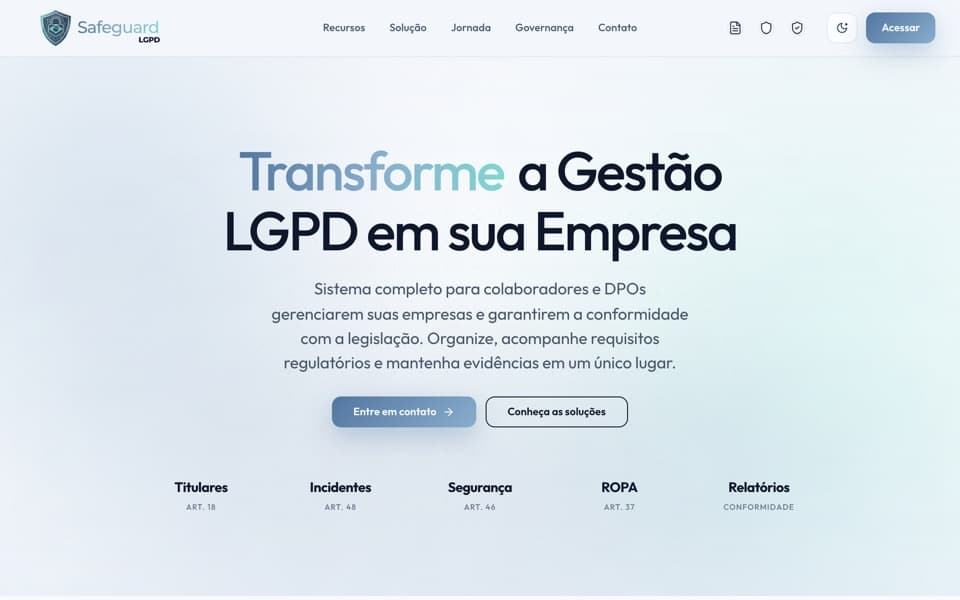Prévia do site Safeguard